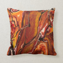 En feu Coussin avec abstrait jaune, rouge, orange