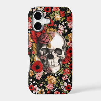 En fleur, rétro motif floral avec le crâne