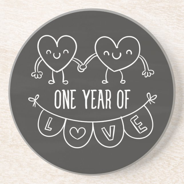 En Grès 1er anniversaire cadeau pour son Dessous de verre  (Devant)