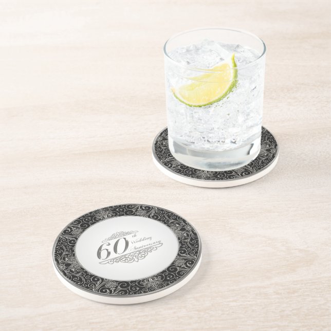 En Grès 60e anniversaire de Mariage Dessous de verre (Côté)