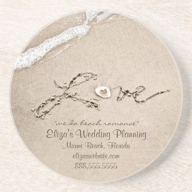 En Grès Amour sur la plage Mariage Dessous de verre d'affa (Devant)