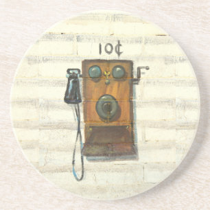 En Grès ancien dessous de verre de téléphone mural