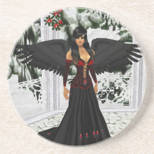 En Grès Angel Du Dessous de verre Sombre