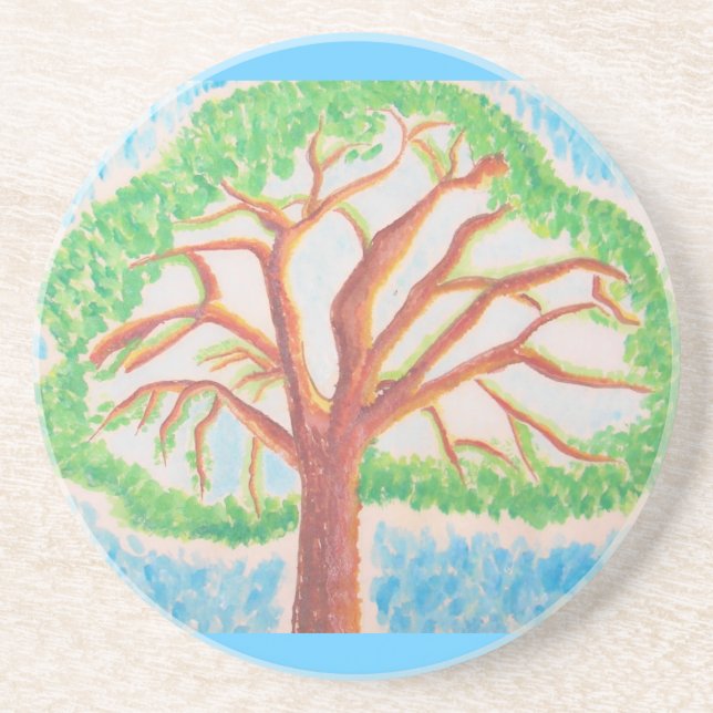 En Grès Arbre du dessous de verre de vie (Devant)