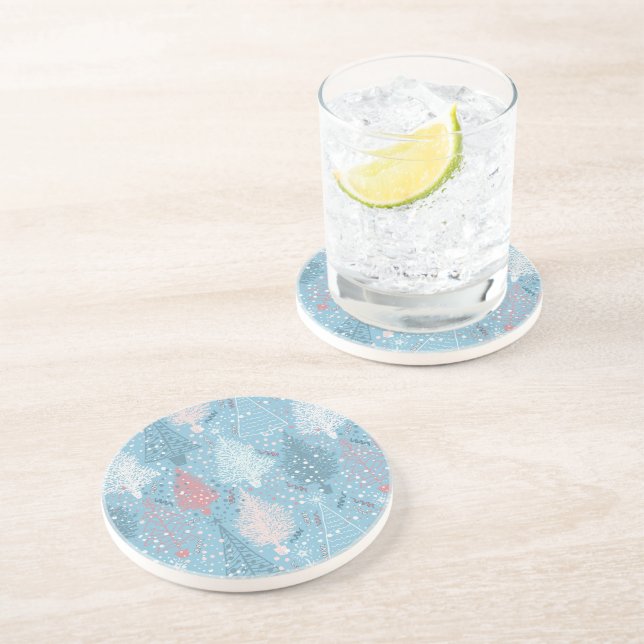 En Grès Arbres de Noël Abstraits Motif 2 Dessous de verre (Côté)