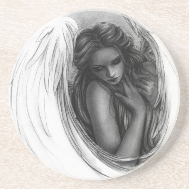 En Grès Avec vous maintenant dessous de verre d'ange (Devant)