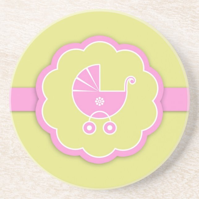 En Grès Baby shower Nouveau Dessous de verre bébé fille (Devant)