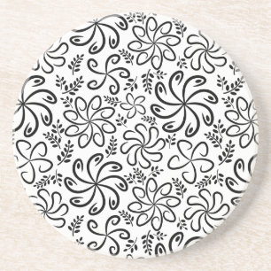 En Grès Beau dessous de verre noir et blanc