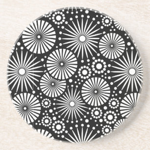 En Grès Beau dessous de verre noir et blanc