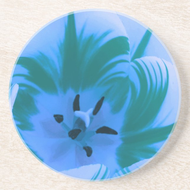 En Grès Beaux Dessous de verre bleus Tulip (Devant)