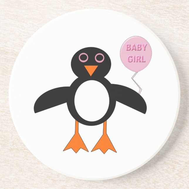 En Grès Bébé rose mignonne Dessous de verre de pingouin fi (Devant)