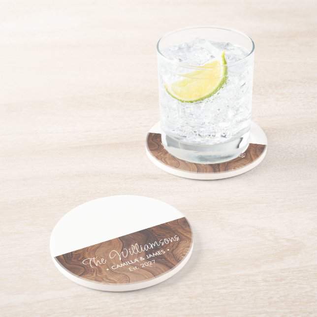 En Grès Cadeau de Mariage, Dessous de Verre Personnalisés, (Côté)