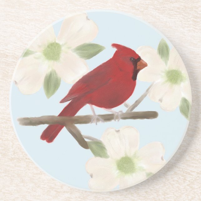 En Grès Cardinal et Dessous de verre d'aquarelle de Dogwoo (Devant)