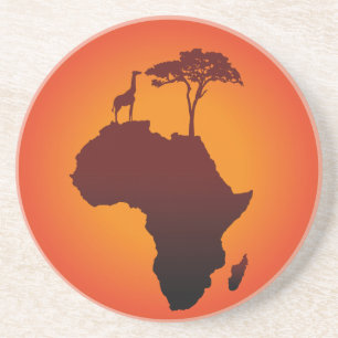 En Grès Carte africaine de safari - dessous de verre de