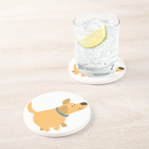 En Grès Cartoon mignon Dessous de verre Labrador Jaune
