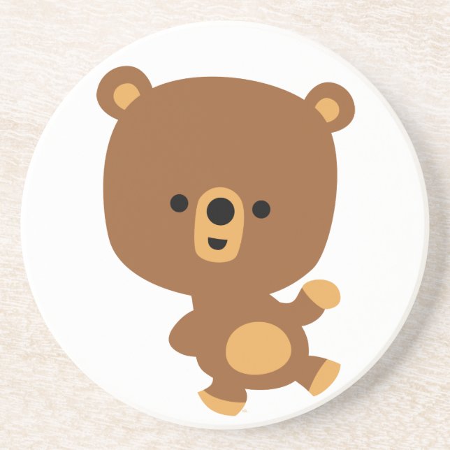 En Grès Cartoon mignon 'Good Vibe' Dessous de verre d'ours (Devant)
