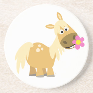 En Grès Cartoon Pony et Dessous de verre de fleurs