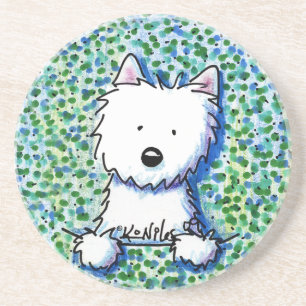 En Grès Chien de Westie sur des dessous de verre de