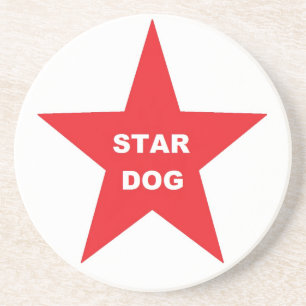 En Grès Chien étoile dessous de verre sur Red Star