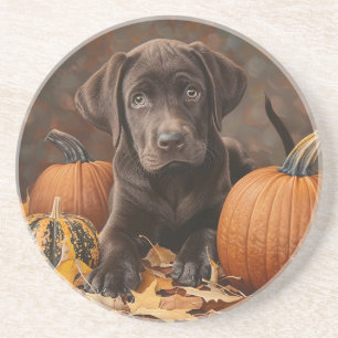 En Grès Chocolat Labrador Retriever Dessous de verre rond