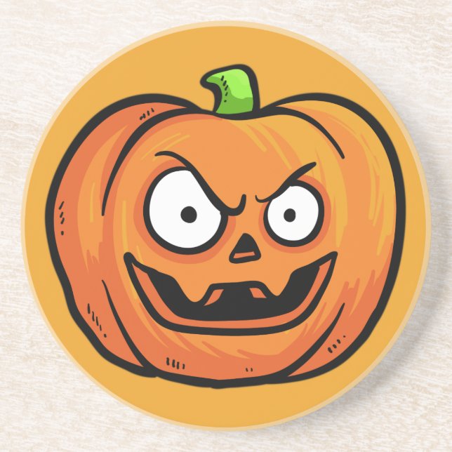 En Grès Citrouille Halloween dessous de verre 1 a (Devant)