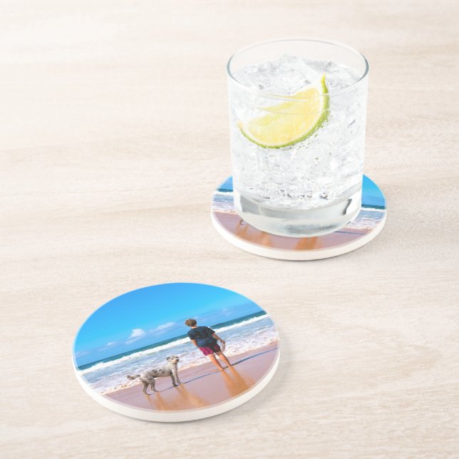 En Grès Conception de dessous de verre photo personnalisé  (Côté)