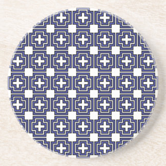 En Grès Croix et bleu Carré - Dessous de verre