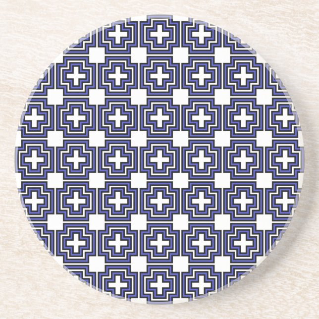 En Grès Croix et bleu Carré - Dessous de verre (Devant)