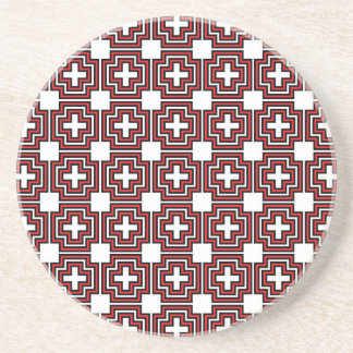 En Grès Croix et rouge Carré - Dessous de verre
