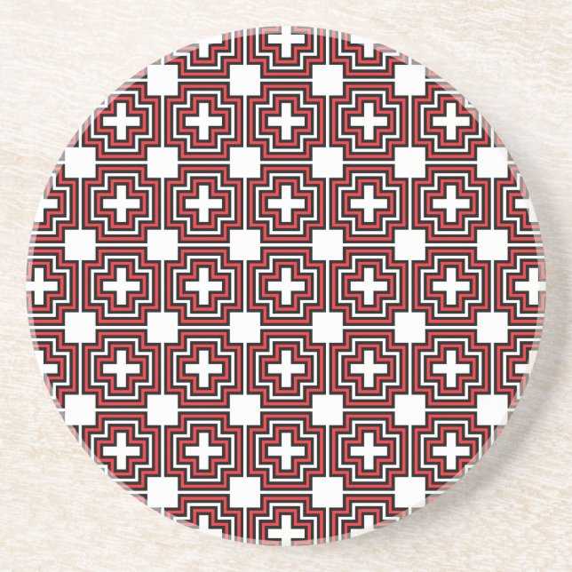 En Grès Croix et rouge Carré - Dessous de verre (Devant)