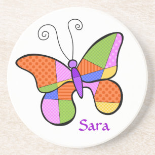 En Grès Cubisme Whimsical Dessous de verre papillon