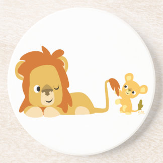 En Grès Cute Cartoon Lion Papa et Dessous de verre d'enfan