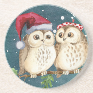 En Grès Cute Ows Dessous de verre de Noël