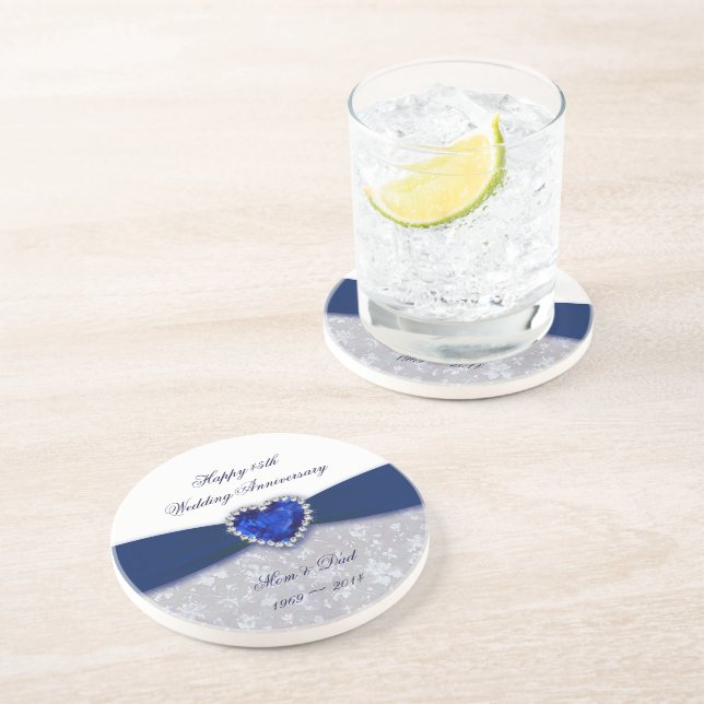En Grès Damask 45e Mariage Anniversaire Dessous de verre (Côté)