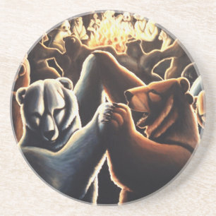 En Grès Dancing Bears Dessous de verre Fête Animaux Dessou
