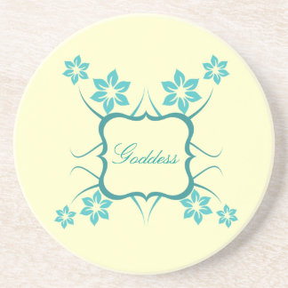 En Grès Déesse Dessous de verre Floral, Turquoise
