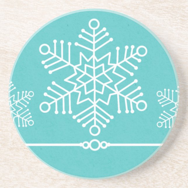 En Grès Délicat Snowflakes Dessous de verre de vacances, T (Devant)