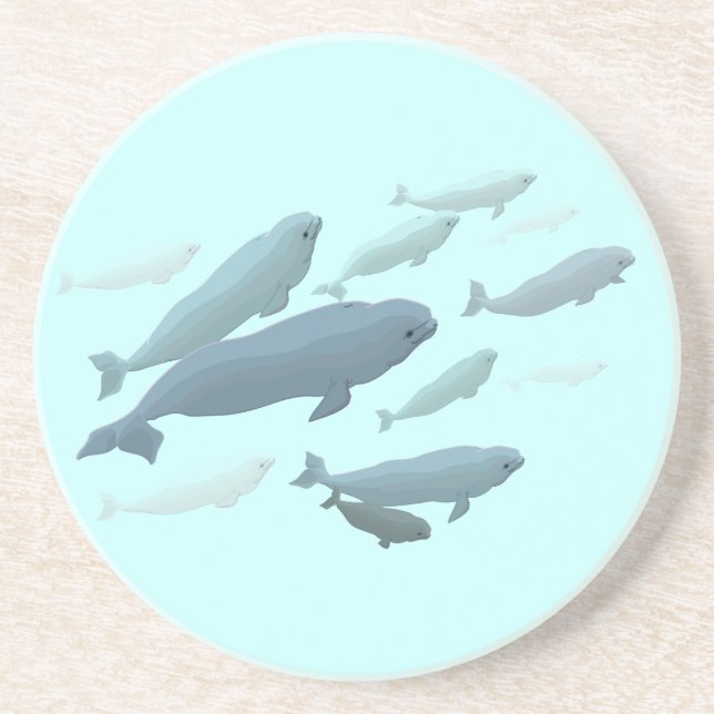En Grès Dessous de verre à boire de béluga baleines Dessou (Devant)