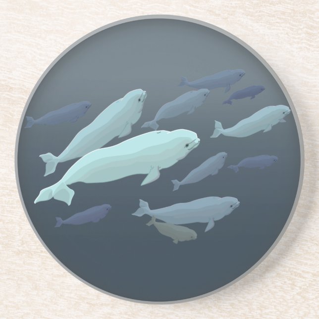 En Grès Dessous de verre à boire de béluga baleines Dessou (Devant)