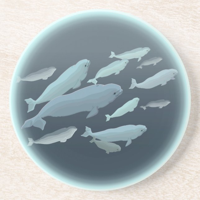 En Grès Dessous de verre à boire de béluga baleines Dessou (Devant)