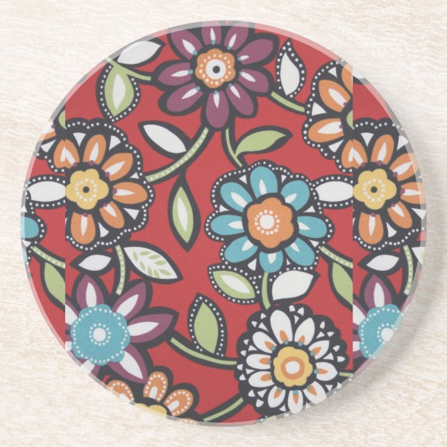 En Grès dessous de verre à fleurs hippie (Devant)