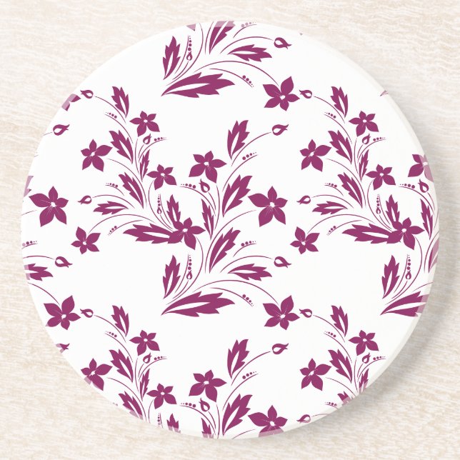 En Grès Dessous de verre à motifs floraux (Devant)