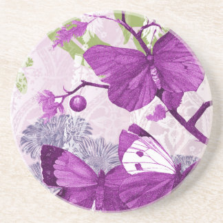 En Grès Dessous de verre à papillons violets