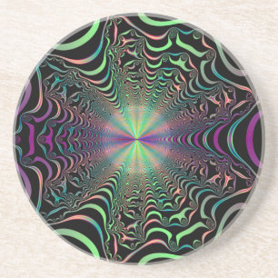 En Grès Dessous de verre Abstrait Pastel Fractal Web Sands