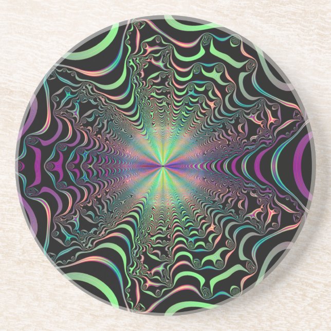 En Grès Dessous de verre Abstrait Pastel Fractal Web Sands (Devant)