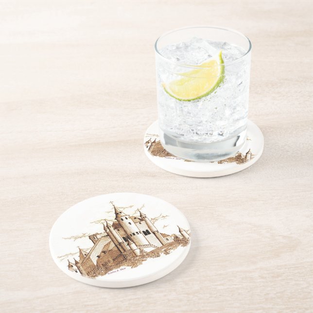 En Grès Dessous de verre - Alcazar - château (sepia) (Côté)