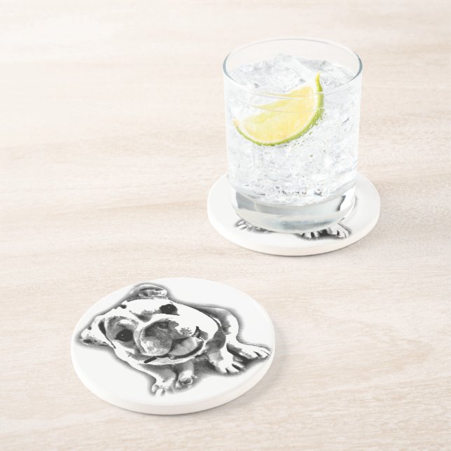 En Grès Dessous de verre anglais de chiot de bouledogue (Côté)