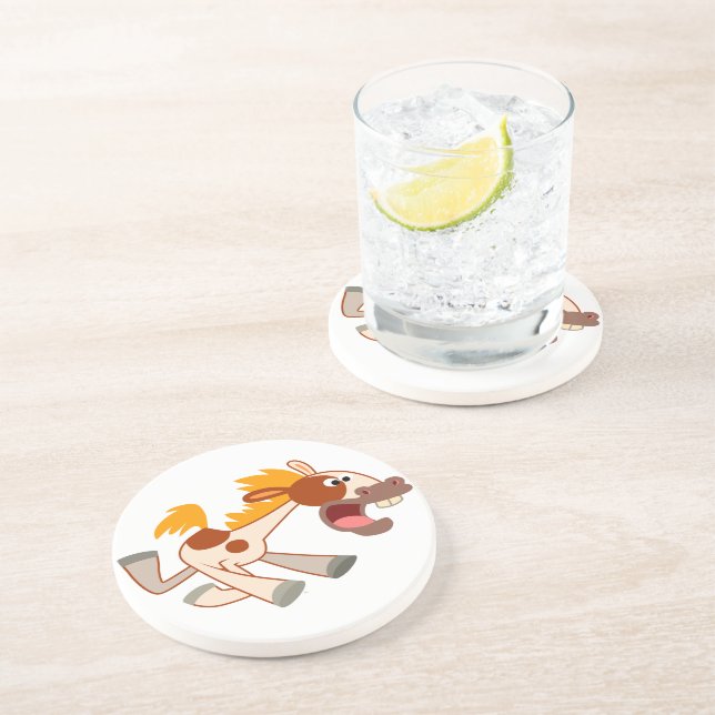 En Grès Dessous de verre animé Cartoon Pinto Horse (Côté)