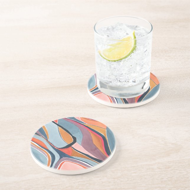 En Grès Dessous de verre artistique aquarelle abstraite co (Côté)