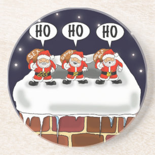 En Grès Dessous de verre "attaque des Mini-Santa" - par